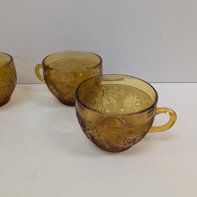 Indian Glass Tiara Sandwich Amber Cups