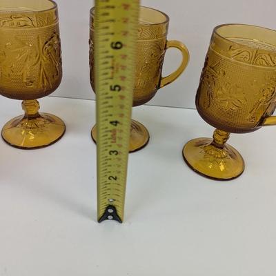 Indian Glass Tiara Sandwich Amber Tall Mugs