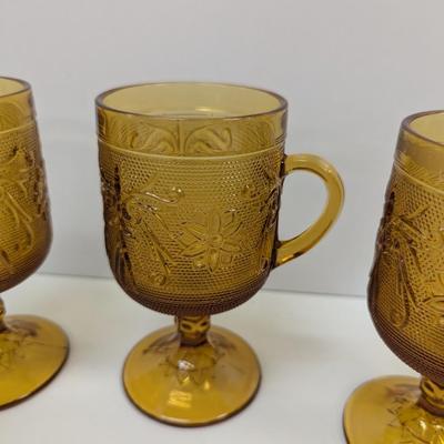 Indian Glass Tiara Sandwich Amber Tall Mugs