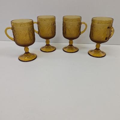 Indian Glass Tiara Sandwich Amber Tall Mugs