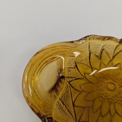 Indian Glass Tiara Sandwich Amber Candy Dish & Candle Holder