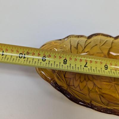 Indian Glass Tiara Sandwich Amber Candy Dish & Candle Holder