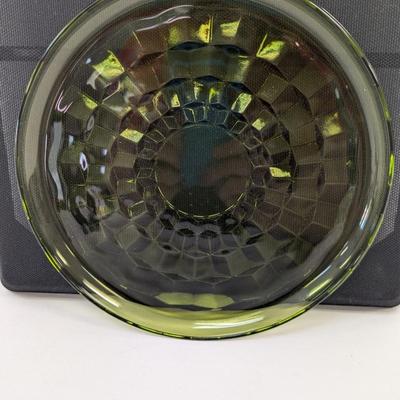 8 - Approx 8 3/4" Indiana Glass Whitehall Olive Avocado Cube Pattern Plates