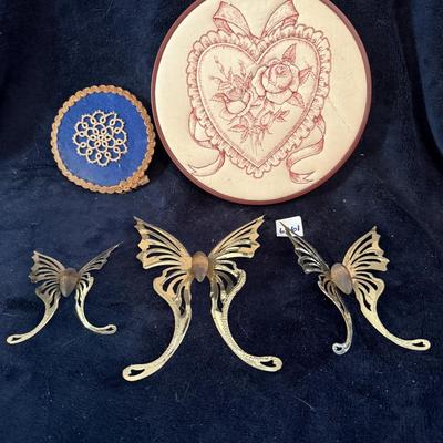 3 brass butterflies