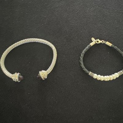 Three Sterling Silver and accented Bracelets