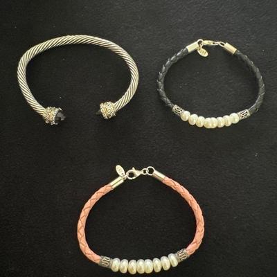 Three Sterling Silver and accented Bracelets