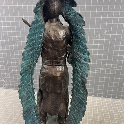 "WAR" Native American w/ Headdress & Rifle