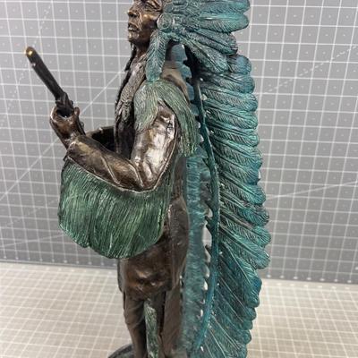 "WAR" Native American w/ Headdress & Rifle