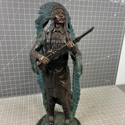 "WAR" Native American w/ Headdress & Rifle
