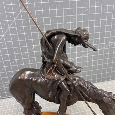 End of Trail Bronze Sculpture by Frasier On Wood Base