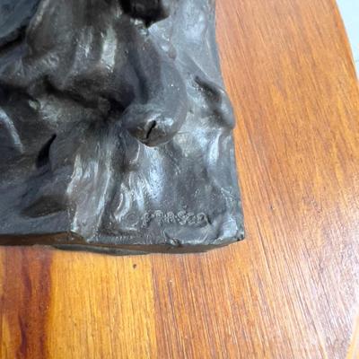 End of Trail Bronze Sculpture by Frasier On Wood Base