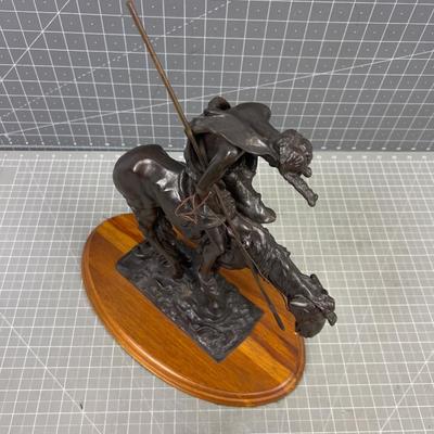 End of Trail Bronze Sculpture by Frasier On Wood Base