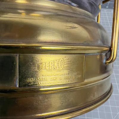 Glass & Brass Ships Light FRESNO Lense, Electrified, Manufactured By PERKO 