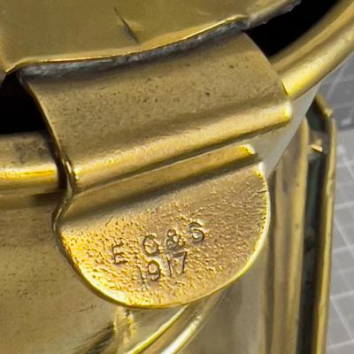 Antique Brass Light Lantern E G & S 1917 Date