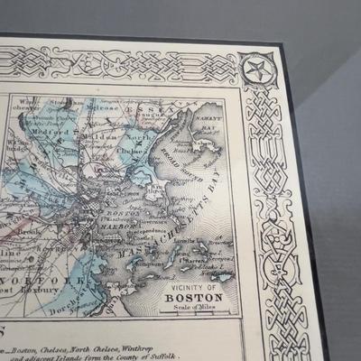 Framed Antique Map of Mass, Rhode Island, Connecticut Date 1864 Super Cool! Framed