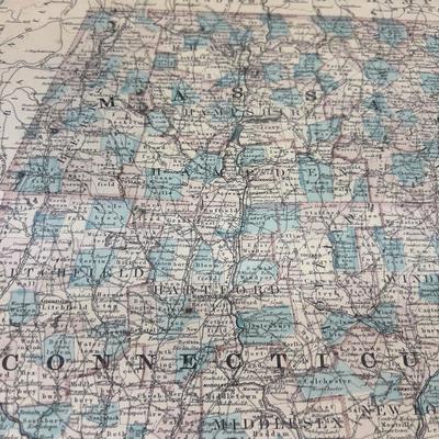 Framed Antique Map of Mass, Rhode Island, Connecticut Date 1864 Super Cool! Framed