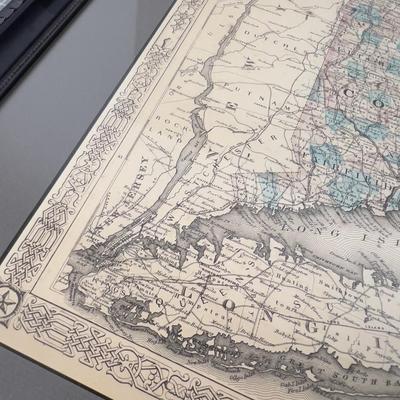 Framed Antique Map of Mass, Rhode Island, Connecticut Date 1864 Super Cool! Framed