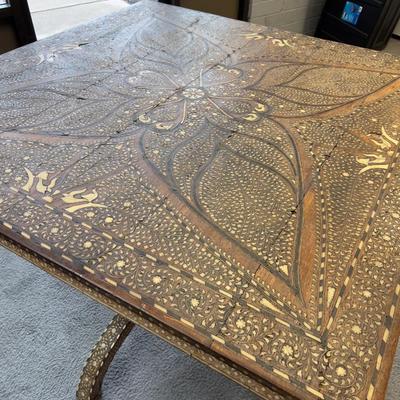 Beautiful! Indian Ebony and Bone Inlay Dining Table - Incredible!!!