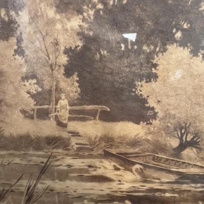 Antique Painting of Rice Paper with a Faint Signature in Corner