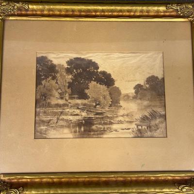 Antique Painting of Rice Paper with a Faint Signature in Corner