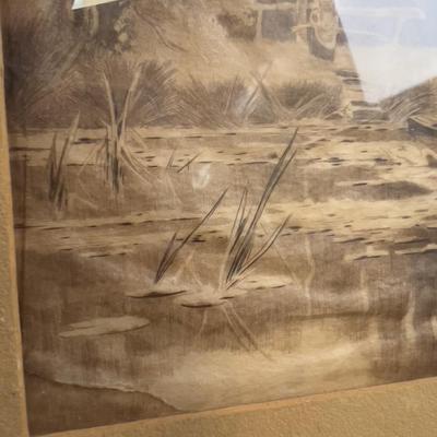 Antique Painting of Rice Paper with a Faint Signature in Corner