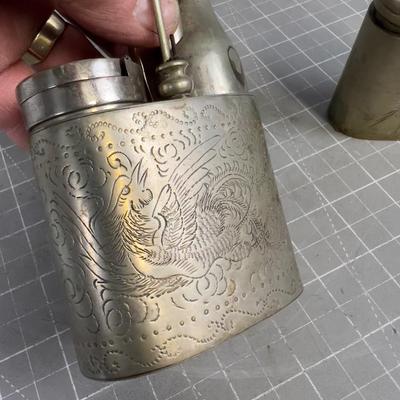 3 Opium or Water Pipes Chinese Engraved Scenes 