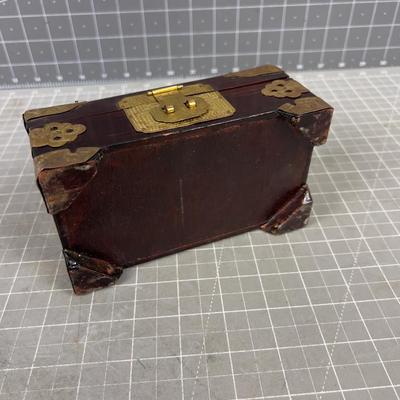 Rosewood Brass and Jade Jewelry Box 