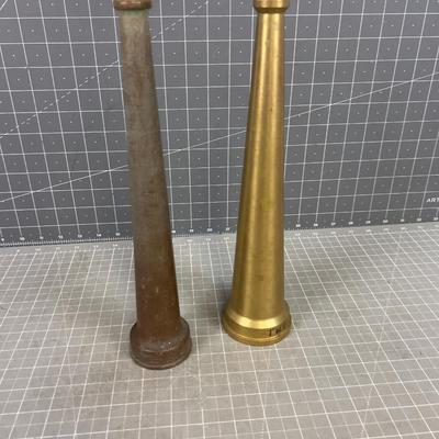 2 Antique Brass Fire Hose Nozzle's 