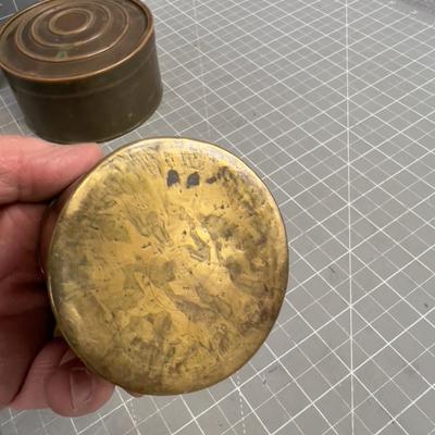 Collection of (5) Metal, Brass and Copper Items, Boxes and Flask 