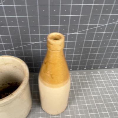 Small Stone Ware Crock and Bottle 