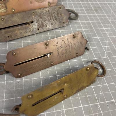 4 Copper and Brass Faced Spring Scales. 
