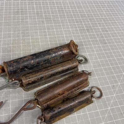 4 Copper and Brass Faced Spring Scales. 