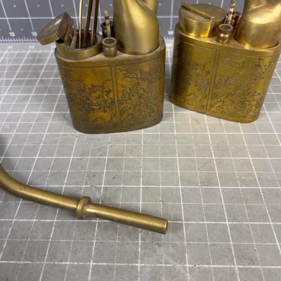 2 Brass Opium Pipes 