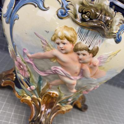 Majolica Tureen Large Cherubs, Fish, Grapes Age