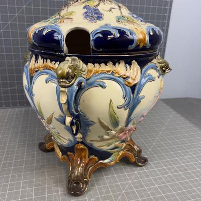 Majolica Tureen Large Cherubs, Fish, Grapes Age