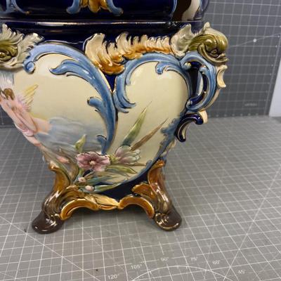 Majolica Tureen Large Cherubs, Fish, Grapes Age