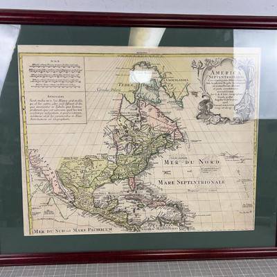 Map Framed. Reproduction Map of the AMERICAS 