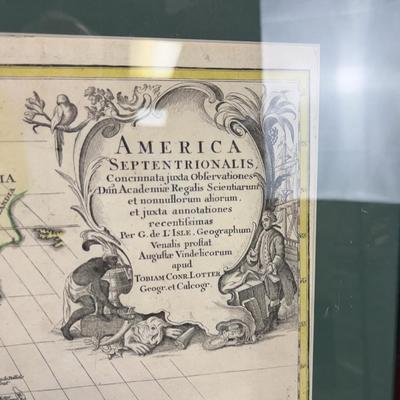 Map Framed. Reproduction Map of the AMERICAS 