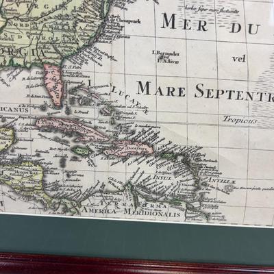 Map Framed. Reproduction Map of the AMERICAS 