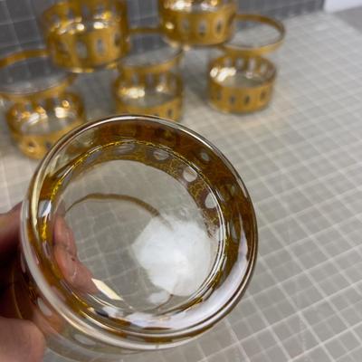 Mid Century Gold Trim High Ball or Whiskey Sour GLASSES (8) Total
