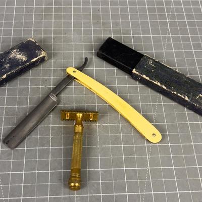 Old Straight Razor and a Gillett Double Blade Razor
