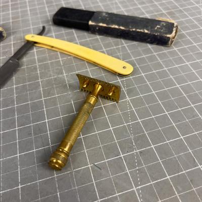 Old Straight Razor and a Gillett Double Blade Razor