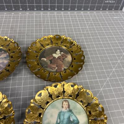 1960's Home Décor Wall Plaques with Butterfly Frames 