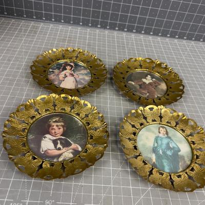 1960's Home Décor Wall Plaques with Butterfly Frames 