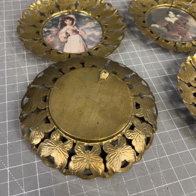 1960's Home Décor Wall Plaques with Butterfly Frames 