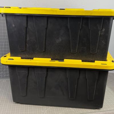 (2) 17-Gallon Yellow & Black Tuff Totes 