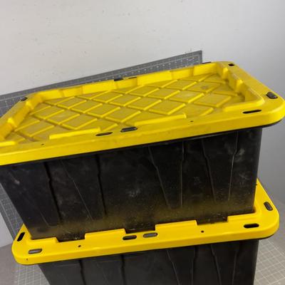 (2) 17-Gallon Yellow & Black Tuff Totes 