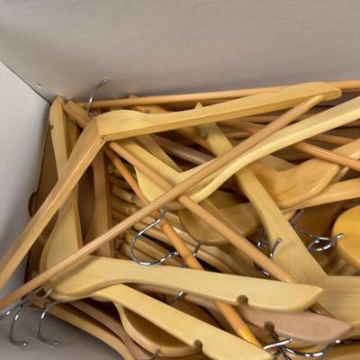 Box of Wood Hangers 