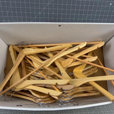 Box of Wood Hangers 