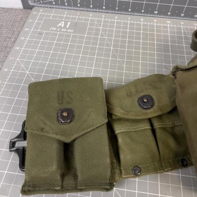 World War II Era WEB Belt with Pouches on it